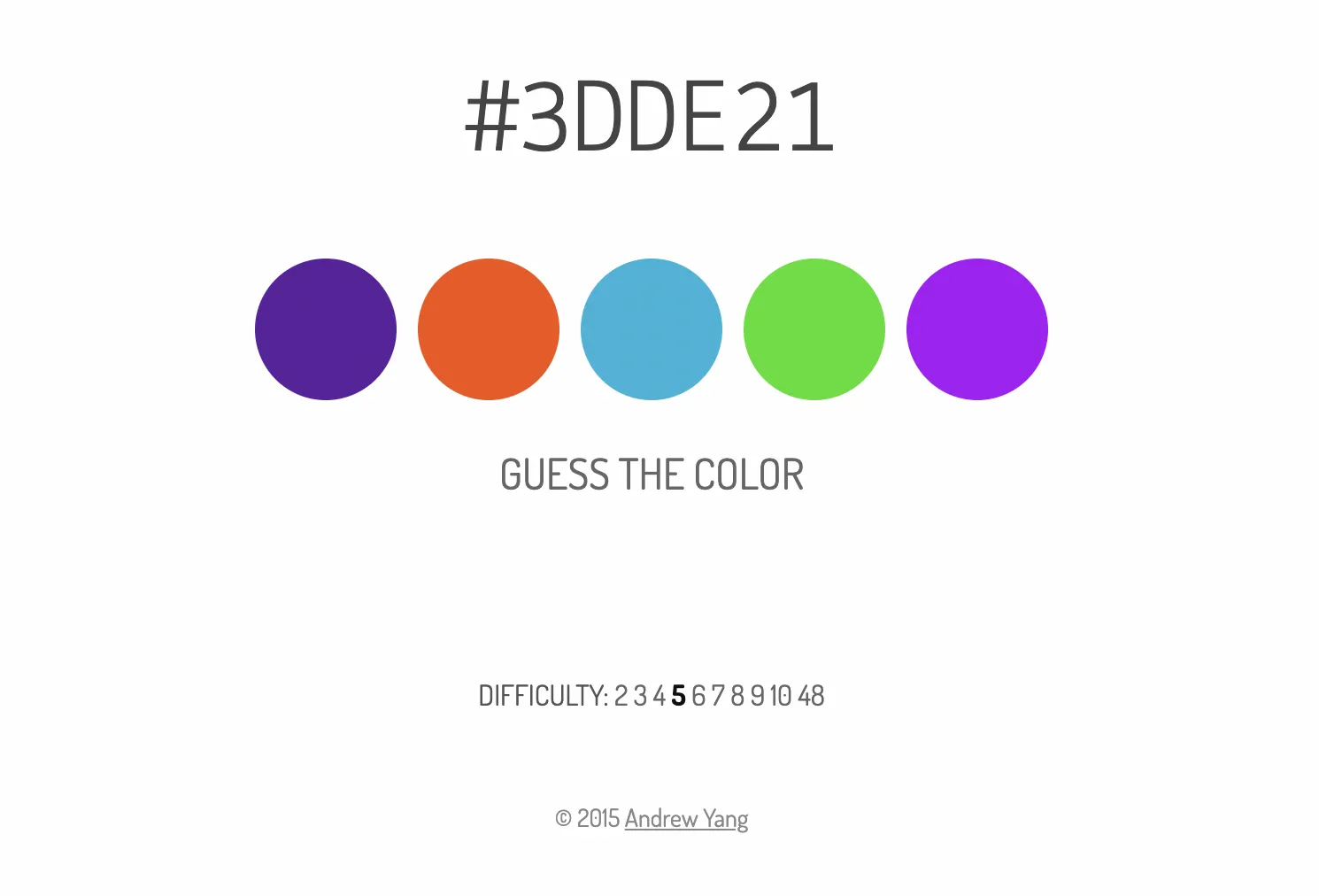 What the Hex game asking the player to match a hex color code to the correct swatch from a grid of options
