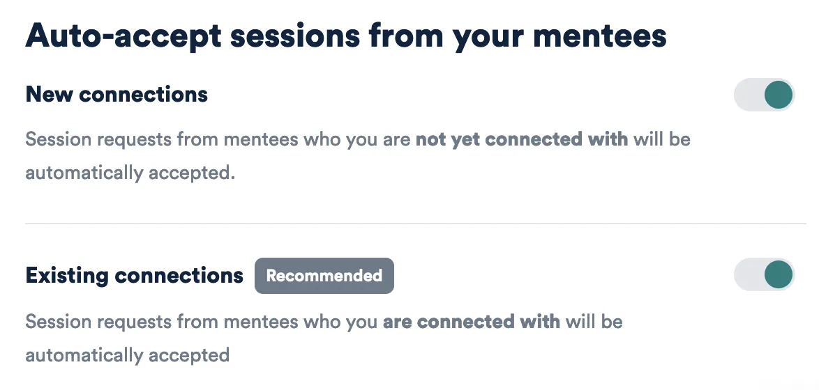 A screenshot of the “Auto-accept” toggle section under user settings.
