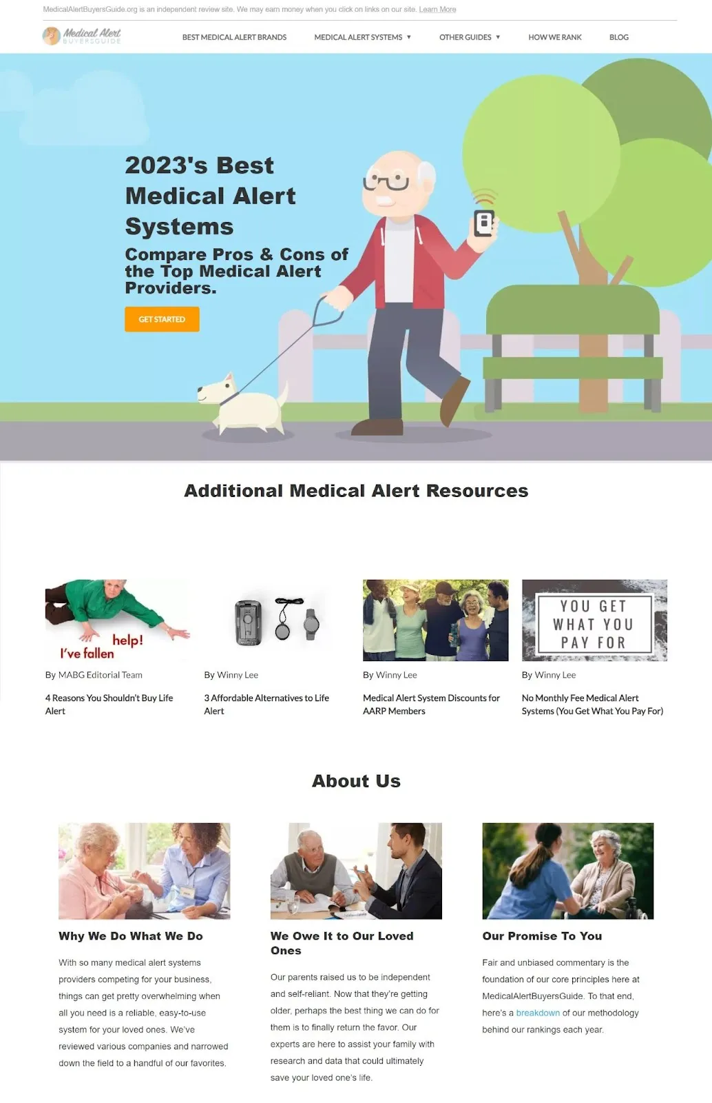Creative Website Design: Medical Alert Buyer's Guide Storytelling Website Design Sample