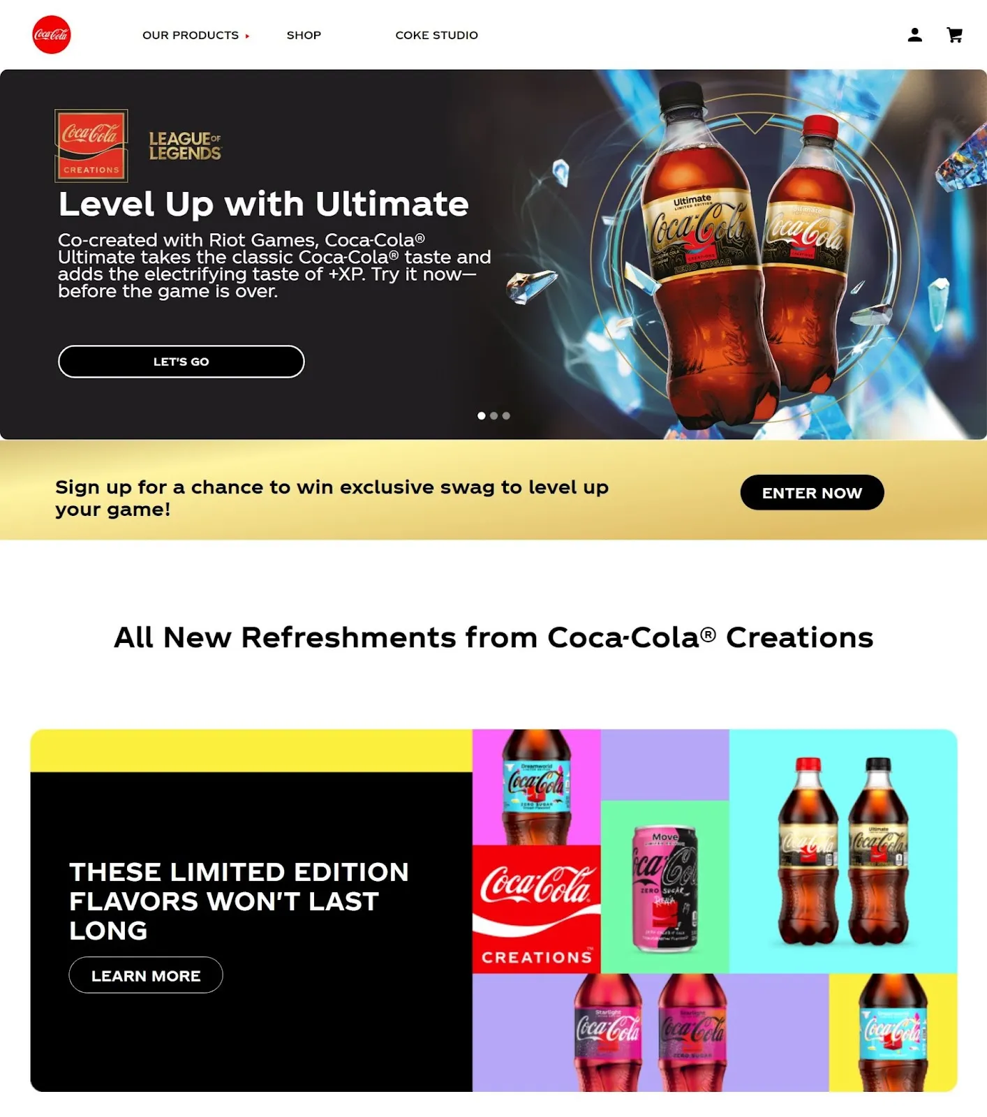 Creative Website Design: Coca-Cola Brand Awareness Sample