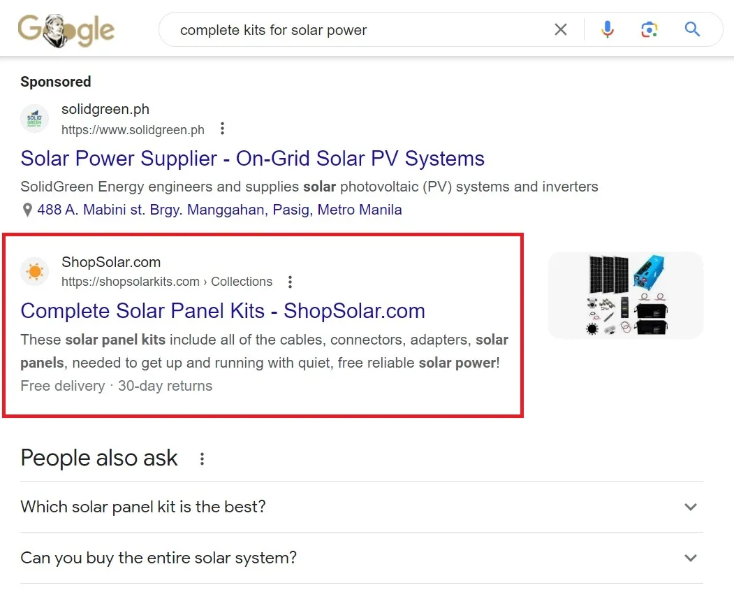 Creative Website Design: Google Search Engine Visibility Sample