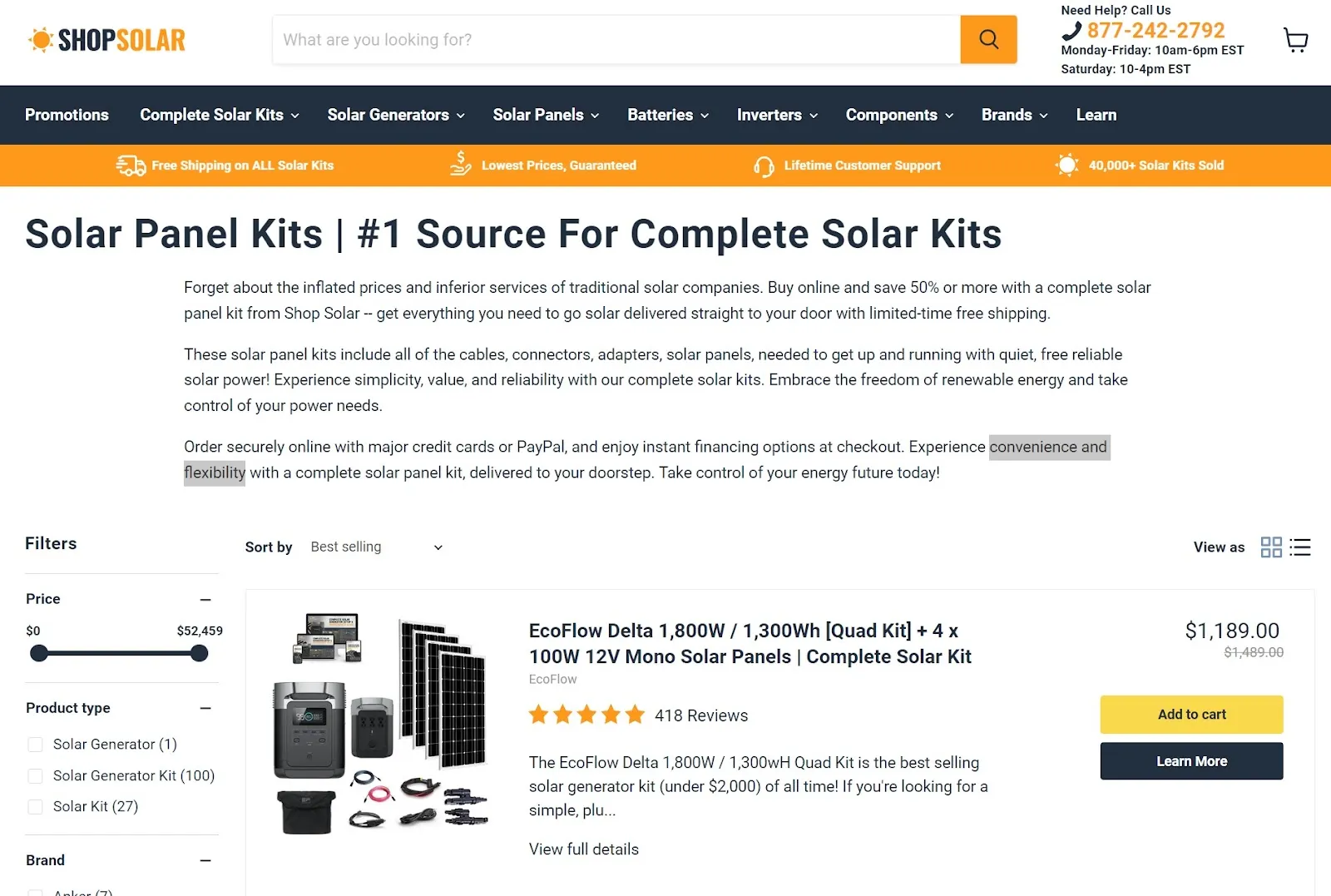 Creative Website Design: Shop Solar Search Engine Visibility Sample