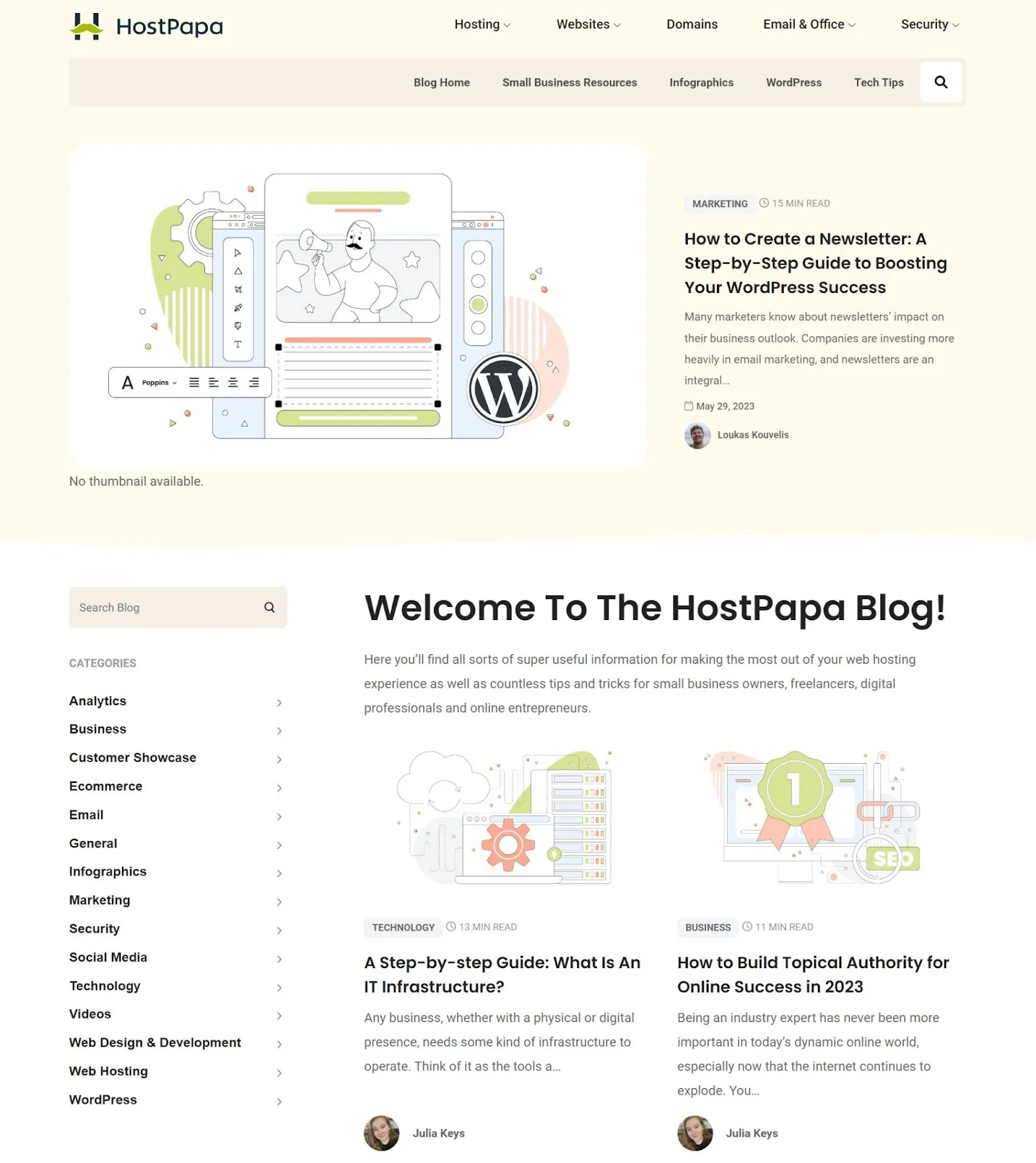 Creative Website Design: HostPapa Blog Sample