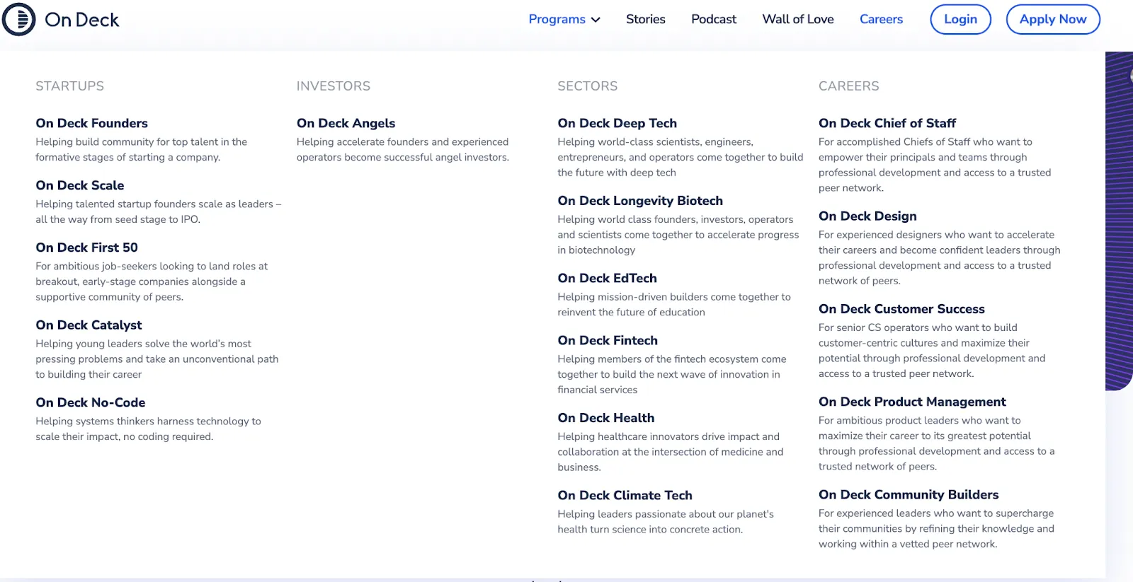 On Deck Design fellowship landing page for design career programs