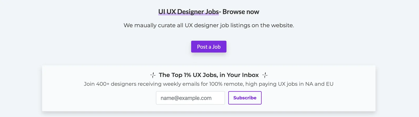 UI UX Designer Jobs board homepage listing manually approved UX and UI design roles worldwide